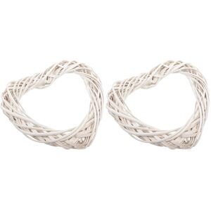 4057 Rattan Heart Wreath White Grapevine Garland Wreath Wicker Natural Twig